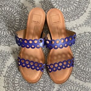 Dolce Vita Blue Leather Slip On Sandals